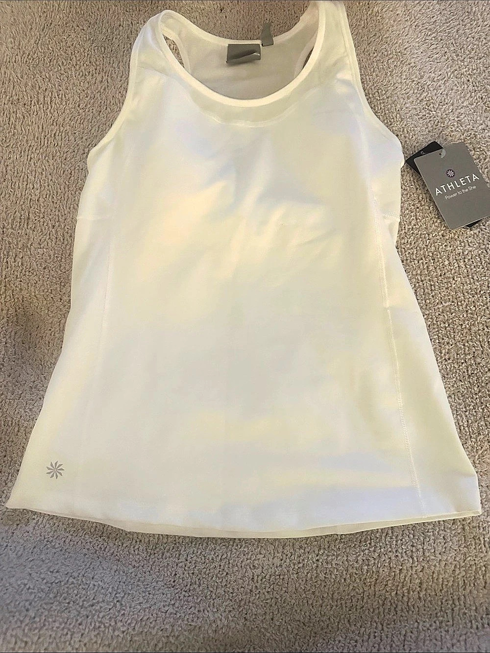 Athleta Chase Tank Athletic Tank White Medium NWT. Spot inside bra